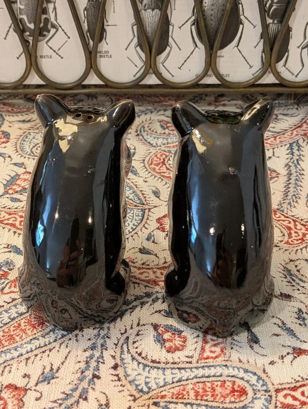 MCM Japan Black Ceramic Pig Salt and Pepper Shaker Set